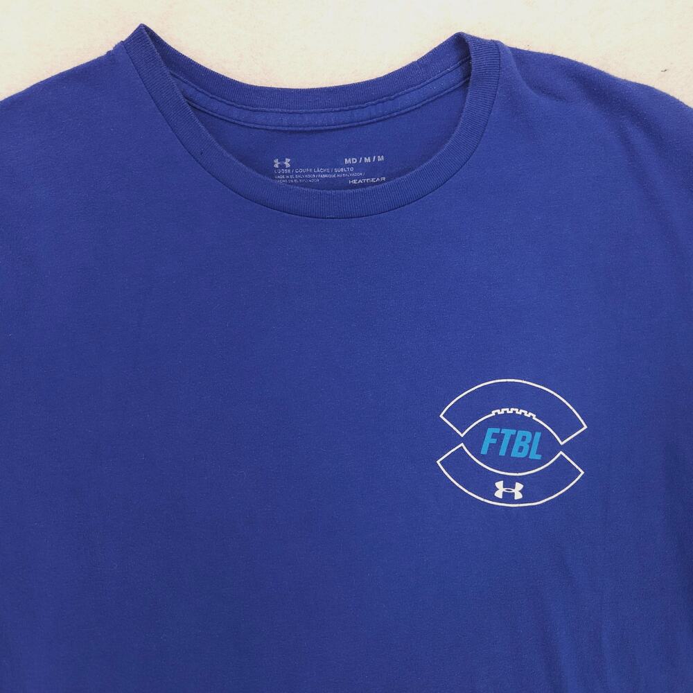 Under Armour Short Sleeve Graphic Football T Shirt Mens Size Medium M Blue